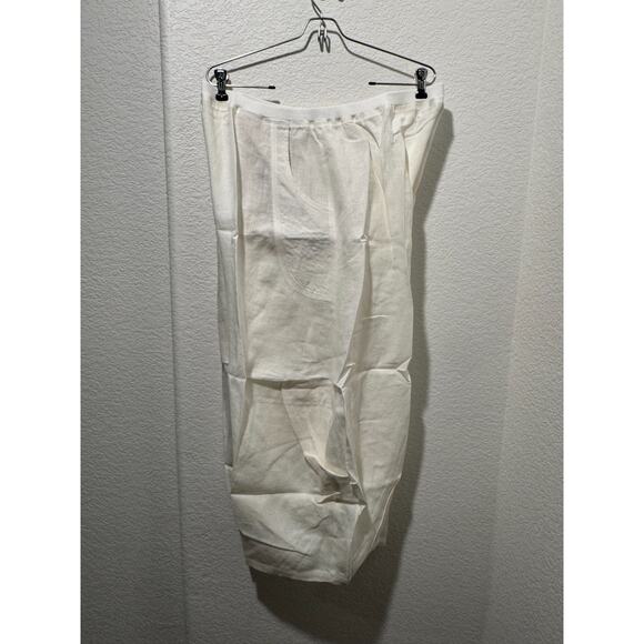 NWT VIVID 100% Linen White Wide Leg Cropped Pant Relaxed Lagenlook Beachy Sz 20 - Picture 7 of 11